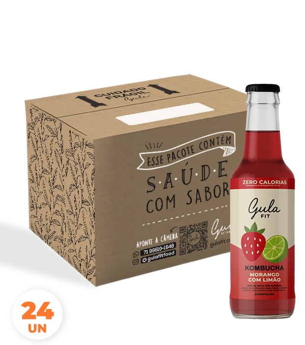 COMBO 24 KOMBUCHAS MORANGO E LIMÃO - 280ML