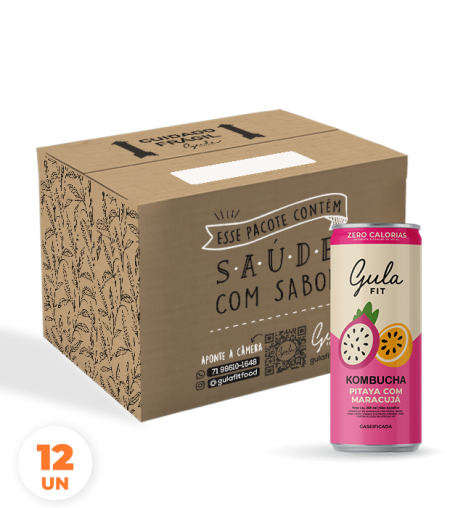 COMBO 12 LATAS KOMBUCHAS PITAYA COM MARACUJÁ - 269ML