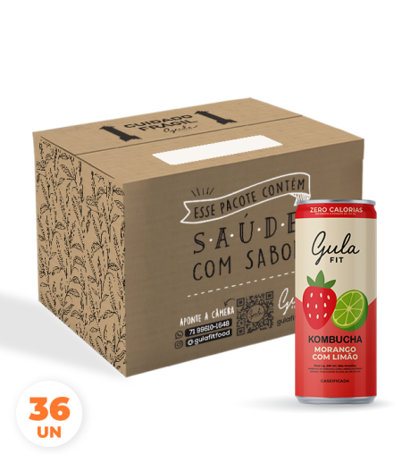 COMBO 36 LATAS KOMBUCHAS MORANGO COM LIMÃO - 269ML
